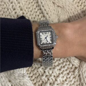 cute vintage silver watch with diamond face